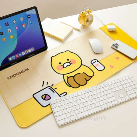 울언니협력사 [고마음샵] 춘식이 무선충전 마우스 장패드 옐로우 키보드장패드 사무용마우스패드 고속충전마우스패드 고속무선충전기 키보드마우스장패드무선충전