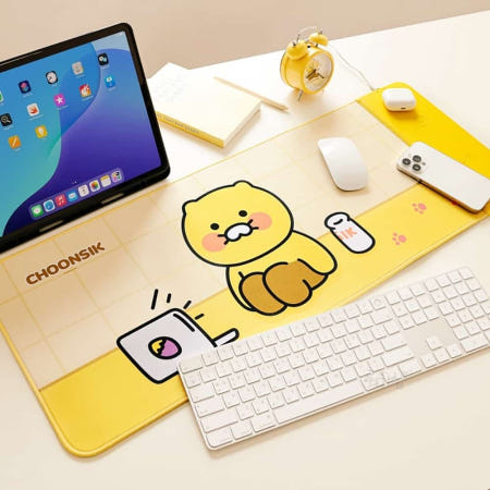루미샵 춘식이 무선충전 마우스 장패드 옐로우 키보드마우스장패드무선충전 대형마우스패드 춘식이마우스패드 컴퓨터마우스패드 듀얼고속무선충전기