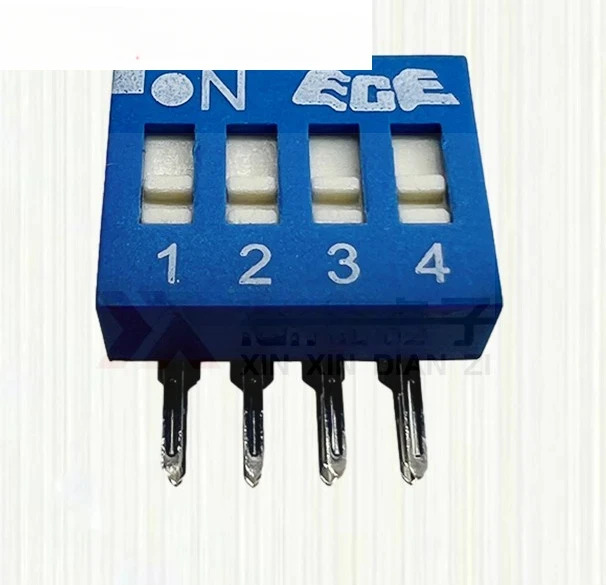 20PCS EDG104LRA33 실버 풋 8 위치 4-5 플랫 핸들 90도 구부러진 발 딥 스위치