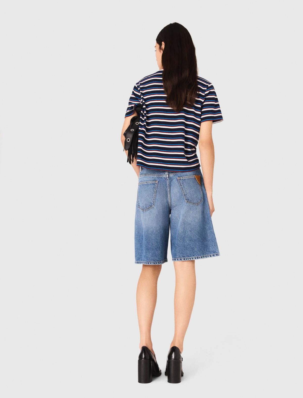 마쥬 마린 스트라이프 크롭 반팔 티셔츠 3661601964954 BLANC/MARINE - 상세 이미지 4