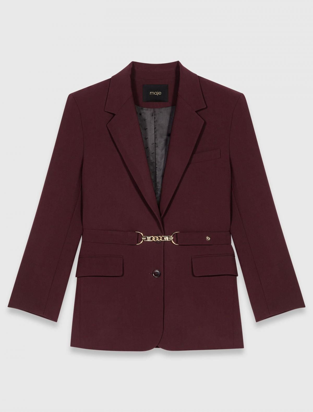 마쥬 테일러드 벨트 버건디 자켓 3661601983290 BORDEAUX - 상품 이미지