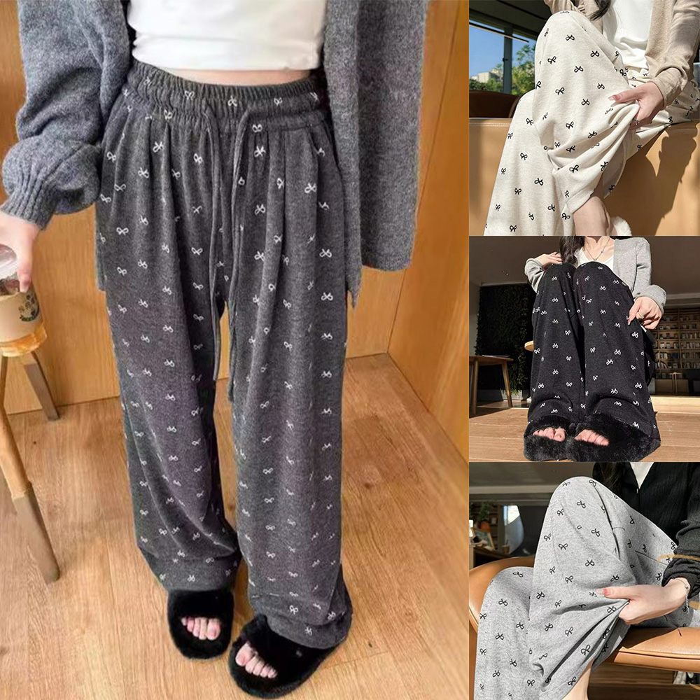 여성 리본 팬츠 간절기 여자 체형커버 심플 패션 츄리닝 - 상품 이미지