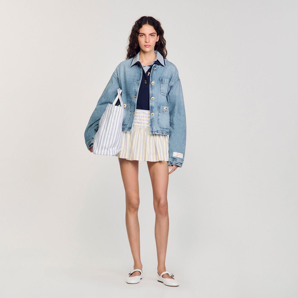 산드로 트렌디 라운드넥 데님 재킷 SFPBL01082_4785 JEANSBLAU - 상세 이미지 2