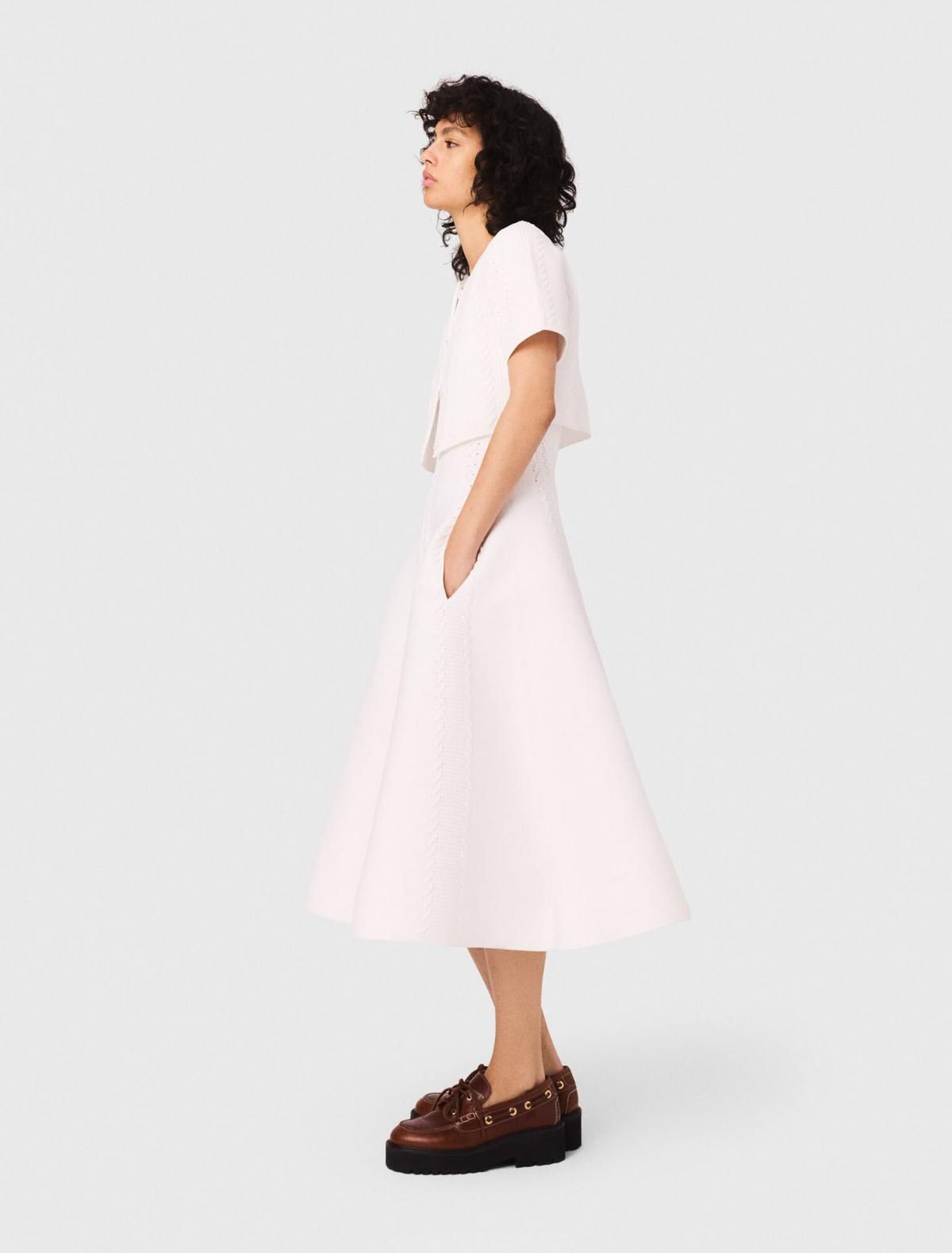 마쥬 라운드넥 포인텔 니트 크롭 카디건 3661601962455 WEISS - 상세 이미지 3