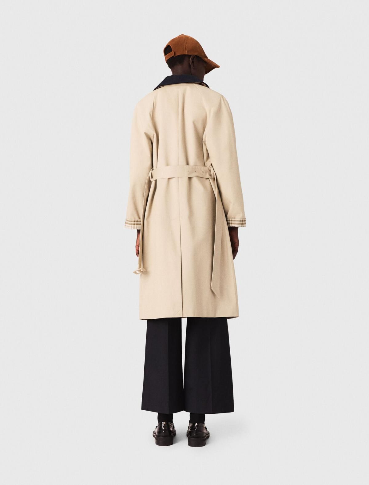 마쥬 테크니컬 배색 소매 벨티드 롱 트렌치코트 3661601971686 BEIGE - 상세 이미지 4