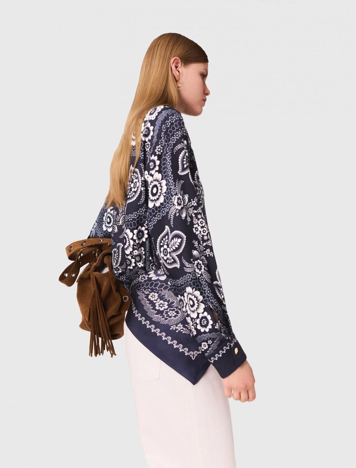 마쥬 페이즐리 플로럴 테크니컬 새틴 긴팔 셔츠 3661601968327 BANDANA MARINE PRINT - 상세 이미지 3