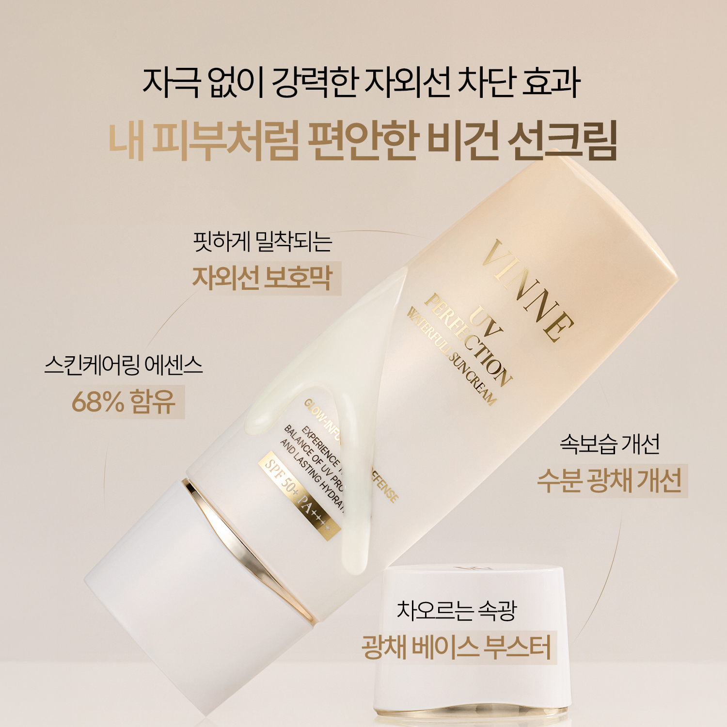 빈느 UV 퍼펙션 워터풀 선크림 50ml (SPF50+ PA++++)백탁없는 화잘먹 선크림 이미지 4