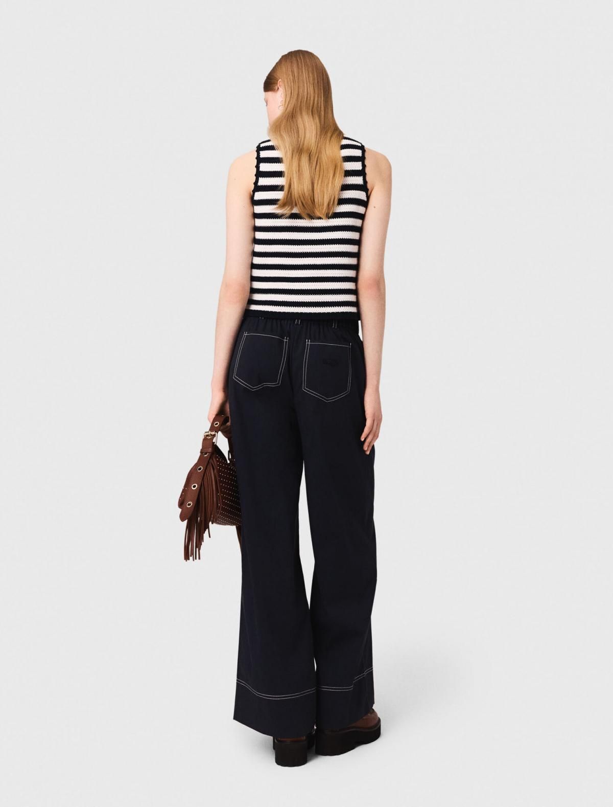 마쥬 와이드핏 캔버스 코튼 벨트 팬츠 3661601965647 MARINE - 상세 이미지 4