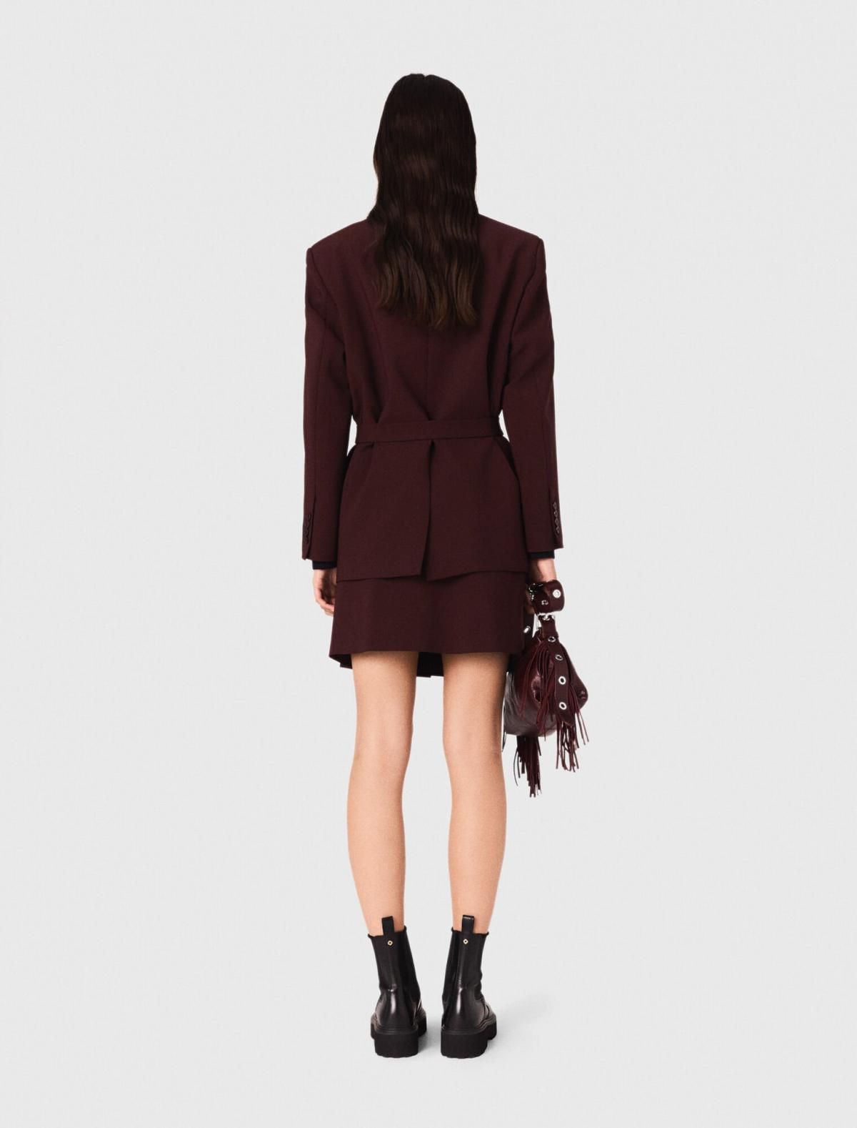 마쥬 테일러드 벨트 버건디 자켓 3661601983290 BORDEAUX - 상세 이미지 4