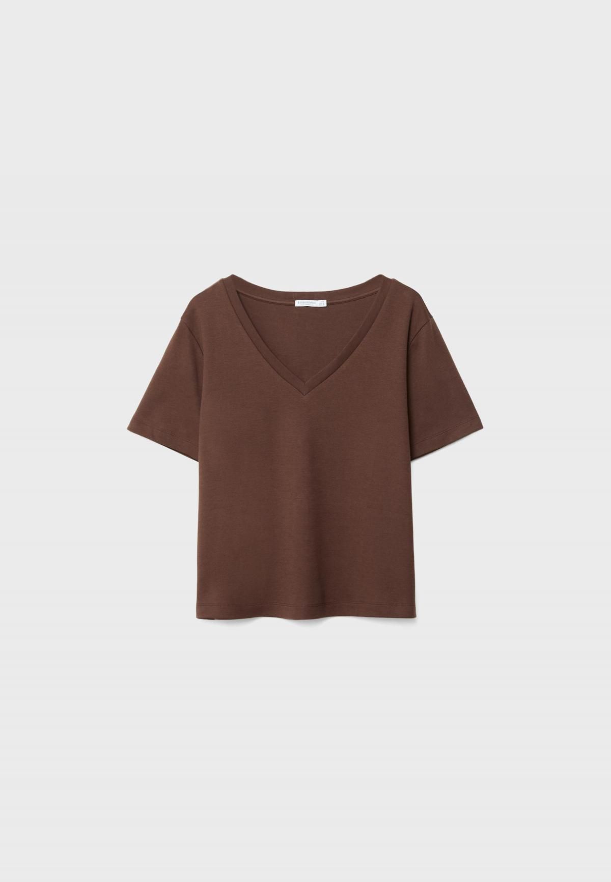 스트라디바리우스 헤비웨이트 브이넥 베이직 반팔 티셔츠 2544/286 BROWN - 상품 이미지