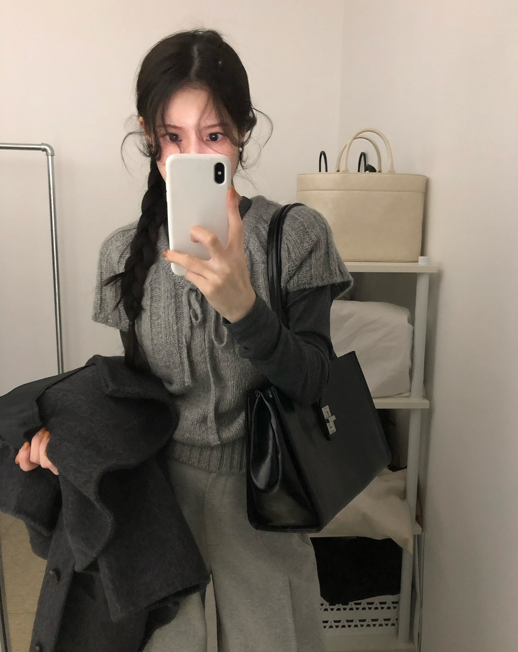 펜버 여성 울 알파카 리본 투웨이 레이어드 이너 라운드 캡소매 니트 - 상품 이미지