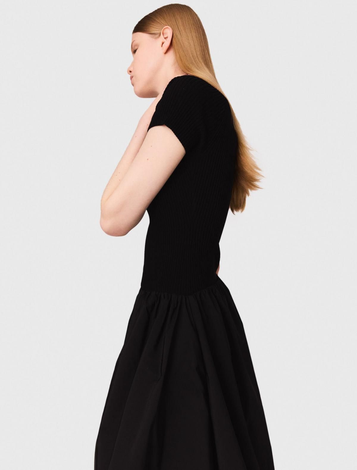 마쥬 태피터 믹스 볼륨 롱 원피스 3661601966743 SCHWARZ - 상세 이미지 3