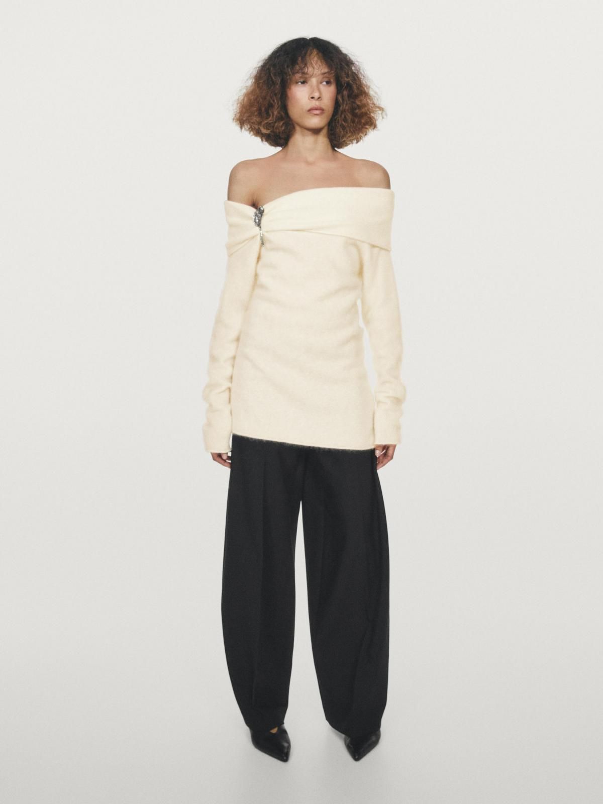 마시모두띠 오프숄더 소프트 울 캐시미어 스웨터 5828/939 OFF WHITE - 상세 이미지 2