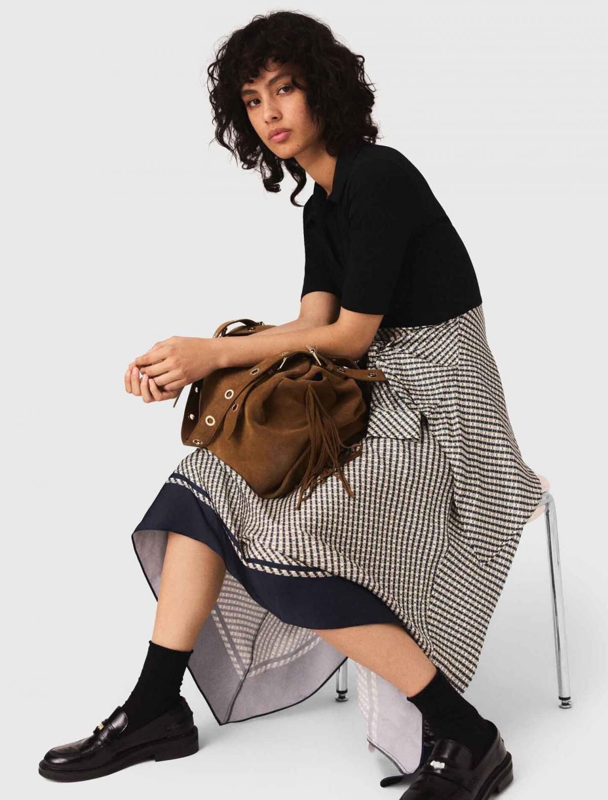 마쥬 믹스매치 미디 원피스 비대칭 프린트 3661601965784 ECRU CRAVATE PRINT - 상세 이미지 5
