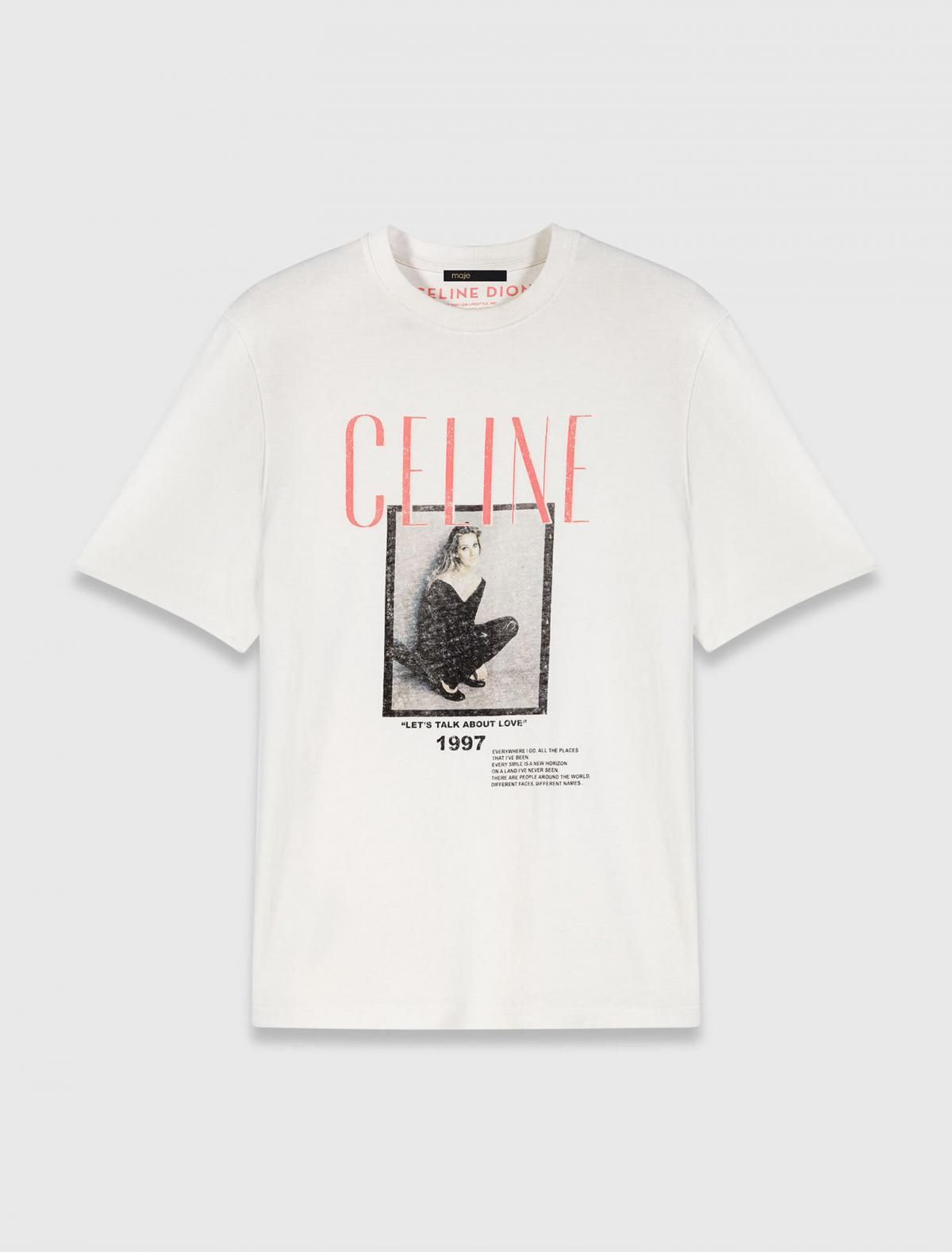 마쥬 프린트 오버핏 코튼 셀린디온 콜라보 반팔 티셔츠 3661601983702 WEISS - 상품 이미지