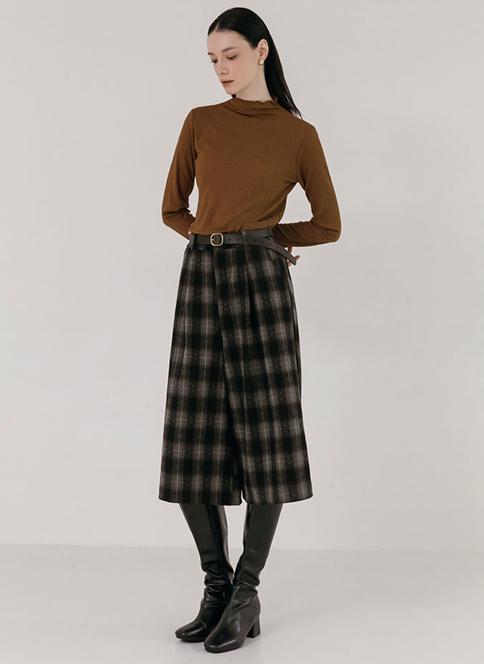 클래식 체크 8부 와이드 팬츠 - 상세 이미지 5