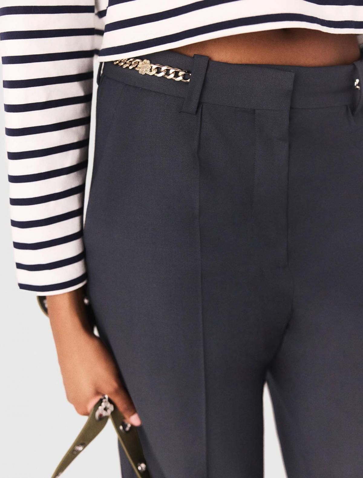 마쥬 체인디테일 스트레이트핏 테일러드 슬랙스 팬츠 3661601968228 MARINE - 상세 이미지 5