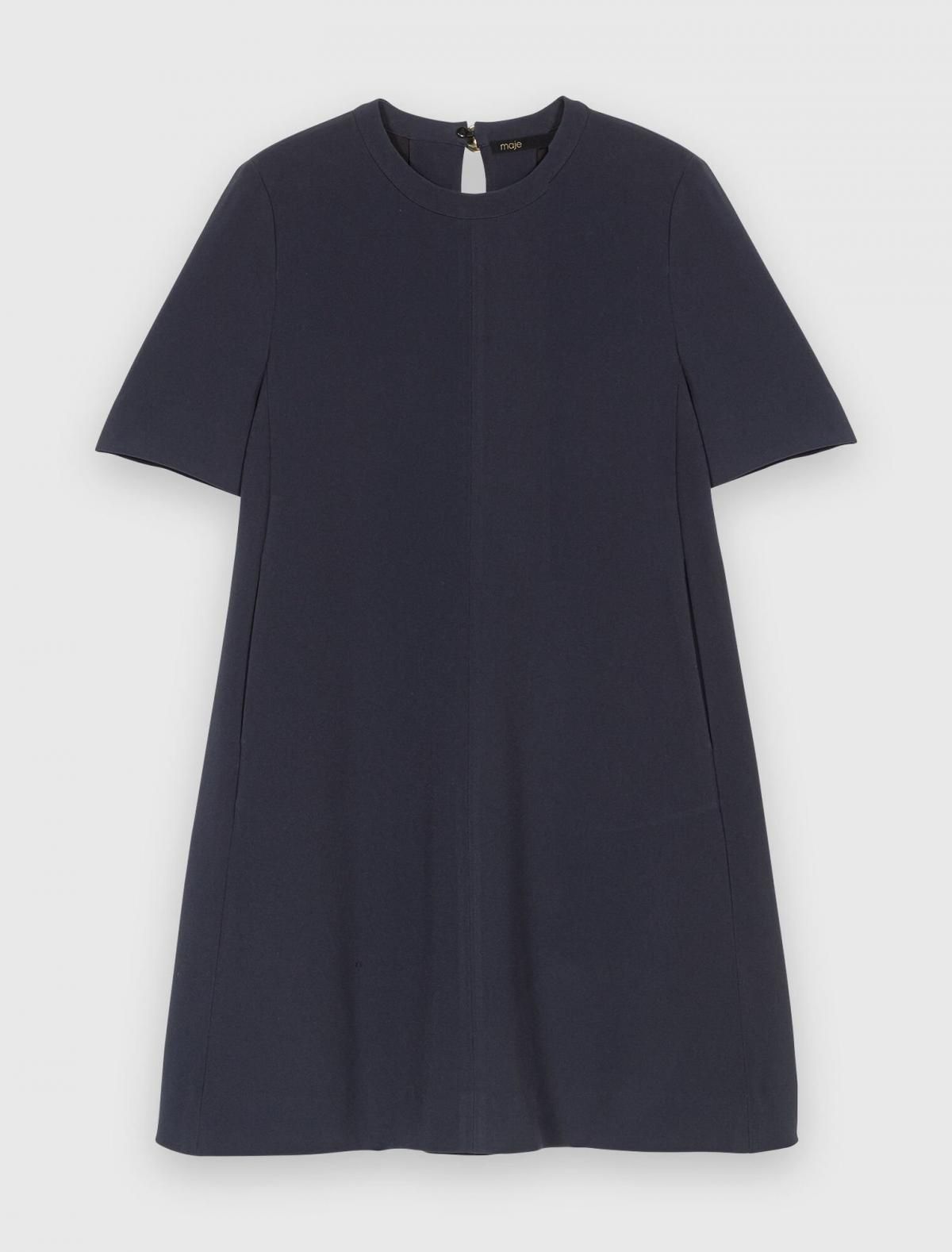 마쥬 미니멀 네이비 트라페즈 크레이프 미니 원피스 3661601971174 MARINE - 상품 이미지