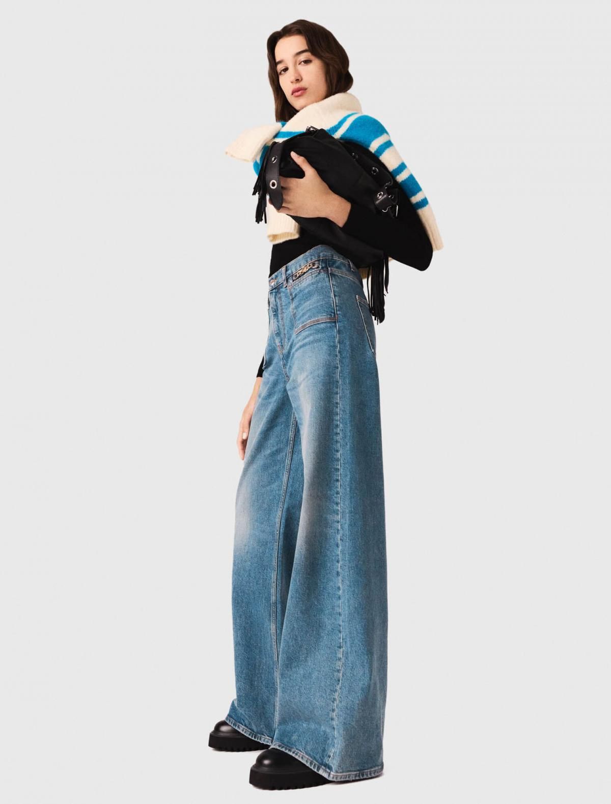 마쥬 빈티지 체인 연청 플레어 데님 팬츠 3661601974717 BLAU - 상세 이미지 3