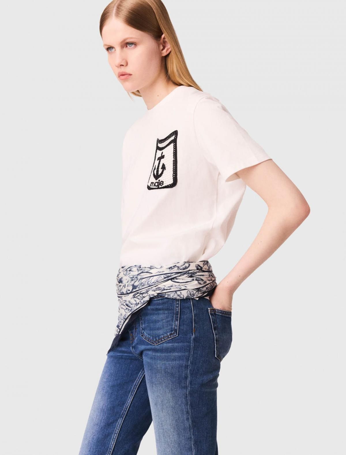 마쥬 마린 자수포켓 라운드넥 반팔 티셔츠 3661601964206 WEISS - 상세 이미지 3