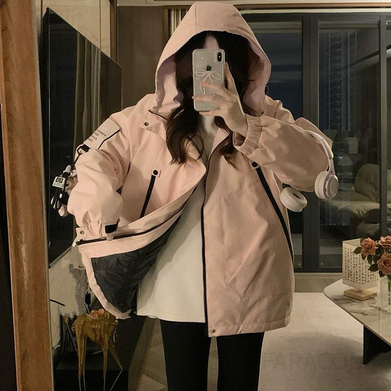여성 빅사이즈 오버핏 루즈핏 후드 숏패딩 패딩점퍼 겨울 항공점퍼 데일리 방한 따뜻한 지퍼 자켓 아우터 - 상세 이미지 2