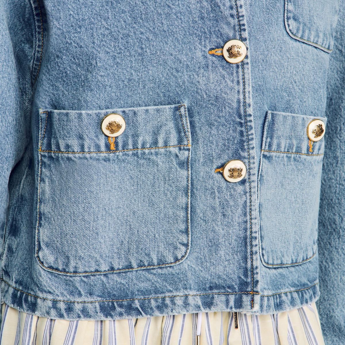 산드로 트렌디 라운드넥 데님 재킷 SFPBL01082_4785 JEANSBLAU - 상세 이미지 4