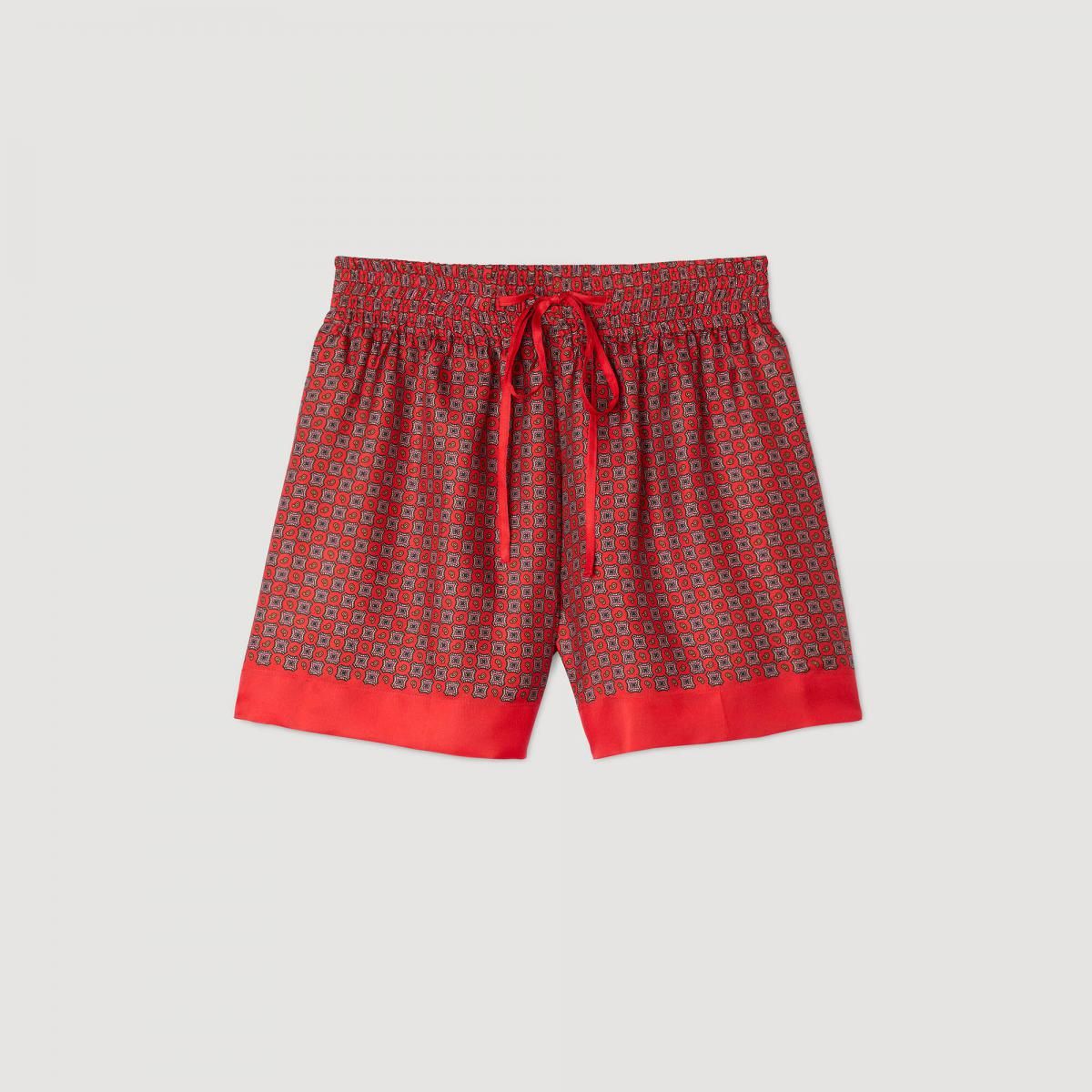 산드로 에스닉 프린트 플루이드 박서핏 반바지 SFPSH00542_C124 ROUGE / ROSE - 메인 이미지