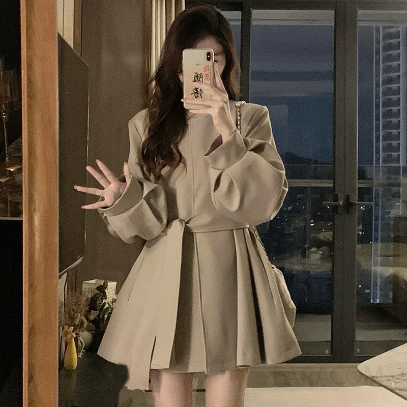 여성용 레이스 허리 루즈핏 바람막이 재킷 가을철 여성 윈드브레이커 다용도 편안한 착용감 캐주얼 아우터 - 상세 이미지 2
