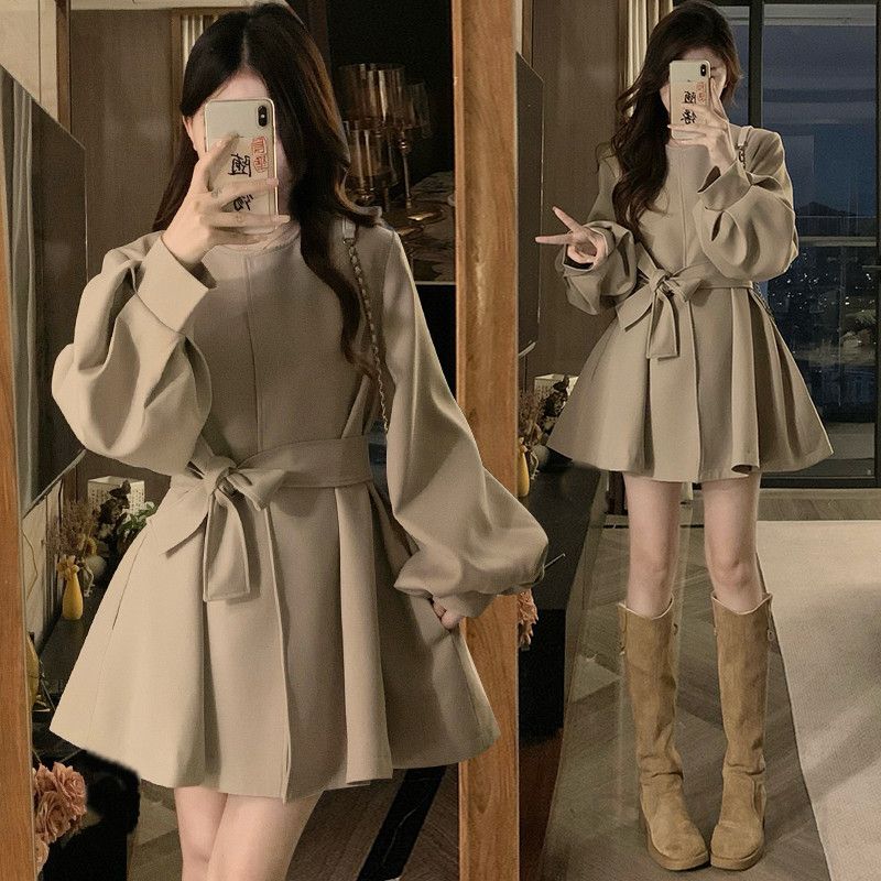 여성용 레이스 허리 루즈핏 바람막이 재킷 가을철 여성 윈드브레이커 다용도 편안한 착용감 캐주얼 아우터 - 상품 이미지
