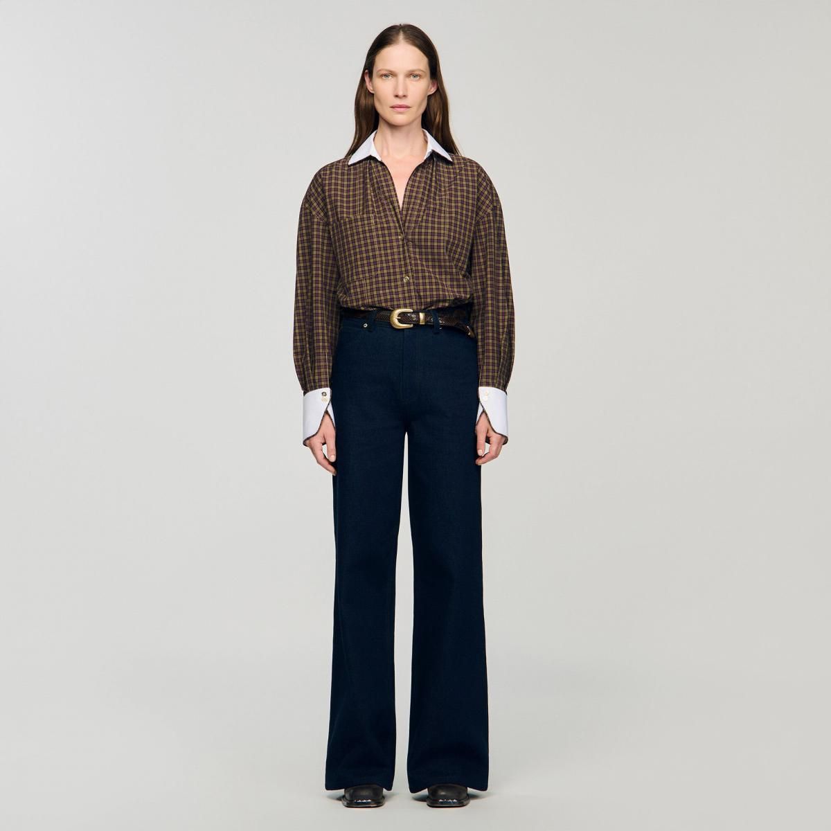 산드로 와이드핏 데님 와이드 청바지 SFPJE00789_4785 JEANSBLAU - 상세 이미지 3