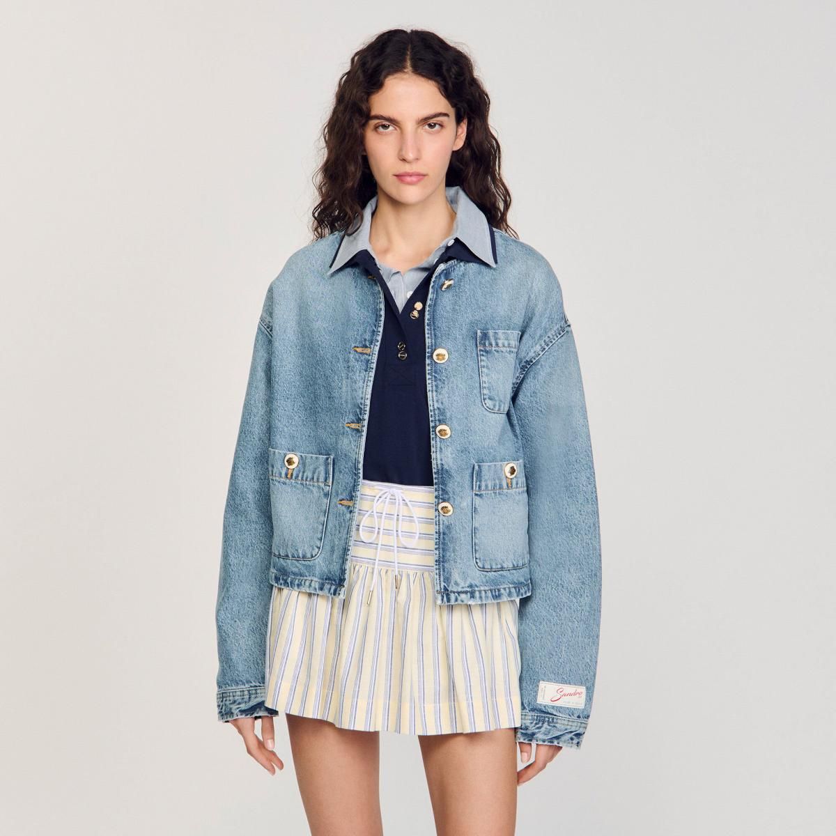 산드로 트렌디 라운드넥 데님 재킷 SFPBL01082_4785 JEANSBLAU - 상세 이미지 5