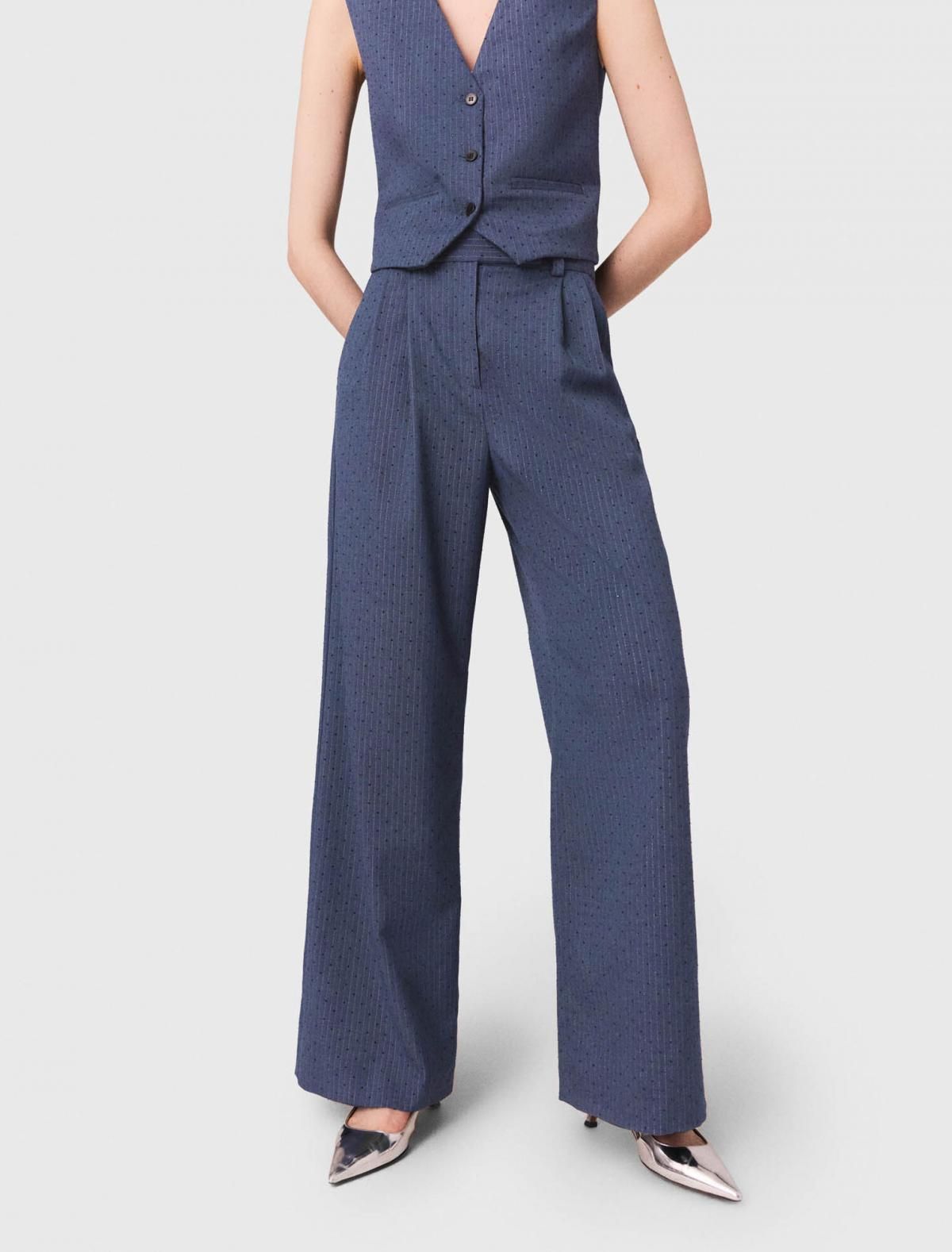 마쥬 스트라스 포인트 테일러드 와이드 슬랙스 팬츠 3661601969621 BLAU - 상품 이미지