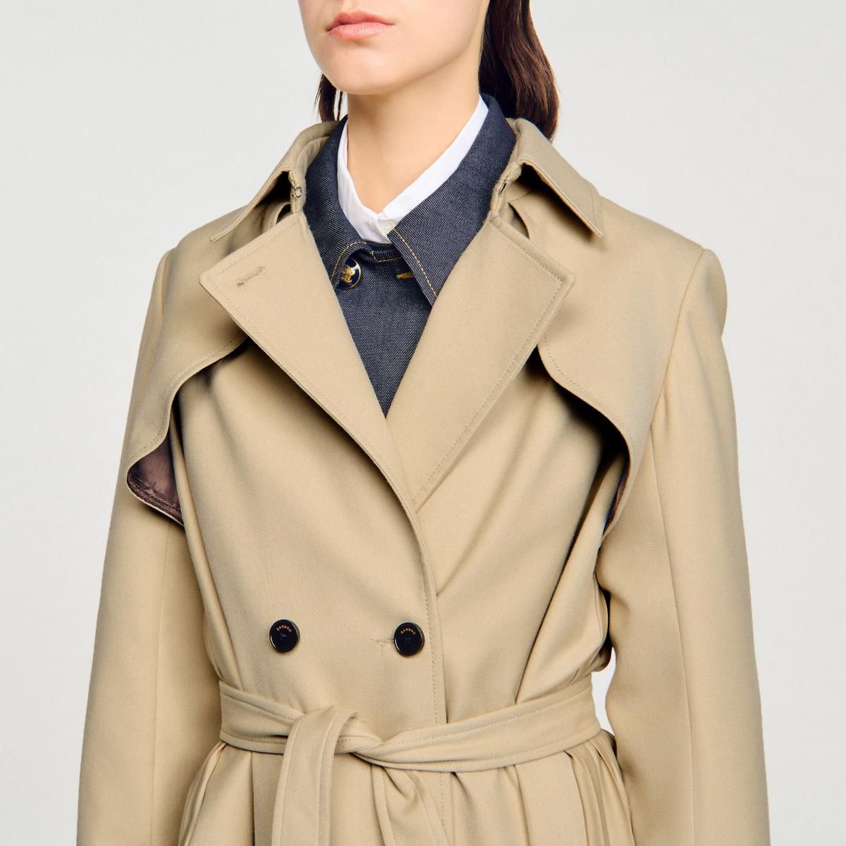 산드로 클래식 베이지 더블버튼 벨트 트렌치코트 SFPOU00705_16 BEIGE - 상세 이미지 5