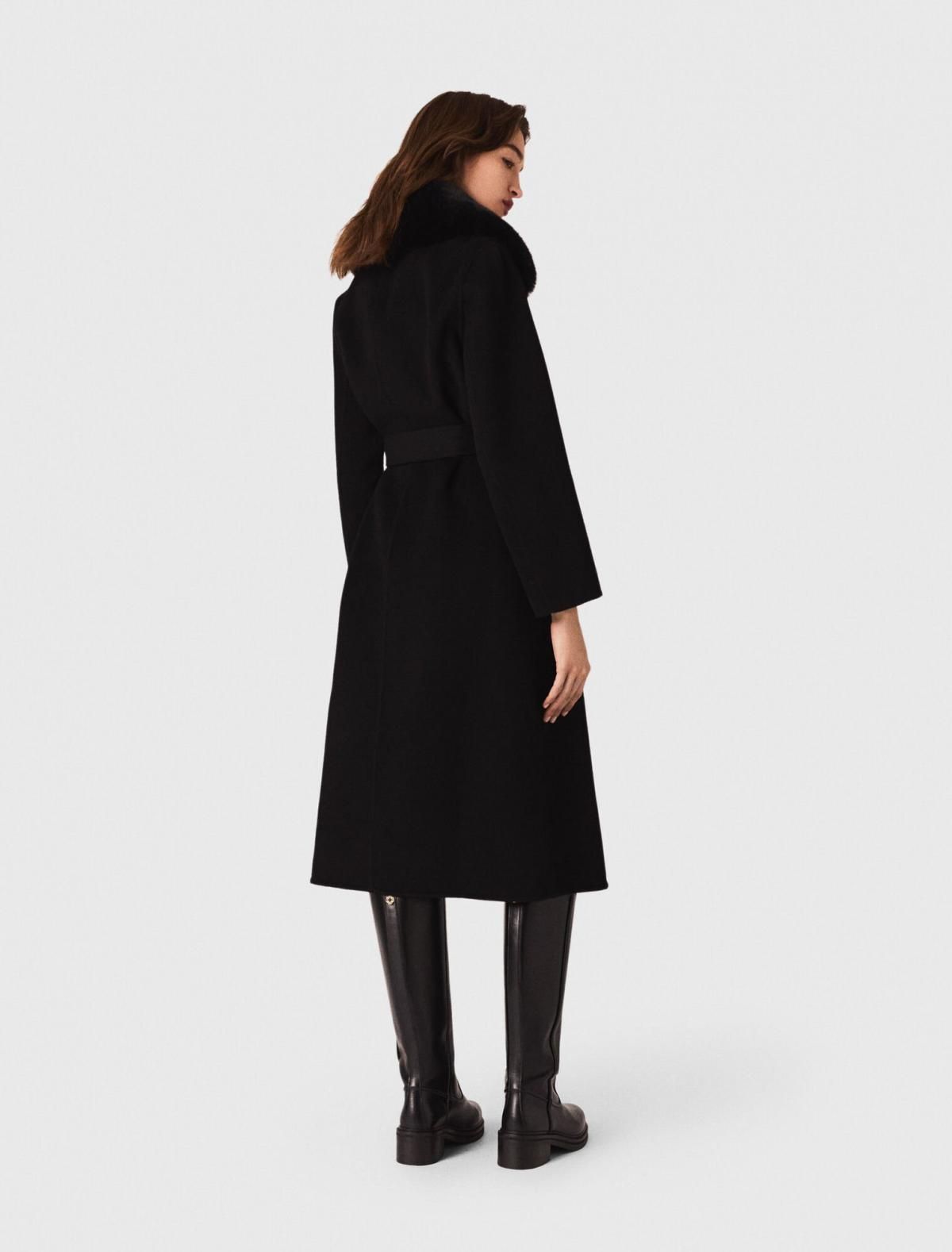 마쥬 더블페이스 울 롱코트 퍼카라 벨트 3661601975325 SCHWARZ - 상세 이미지 4