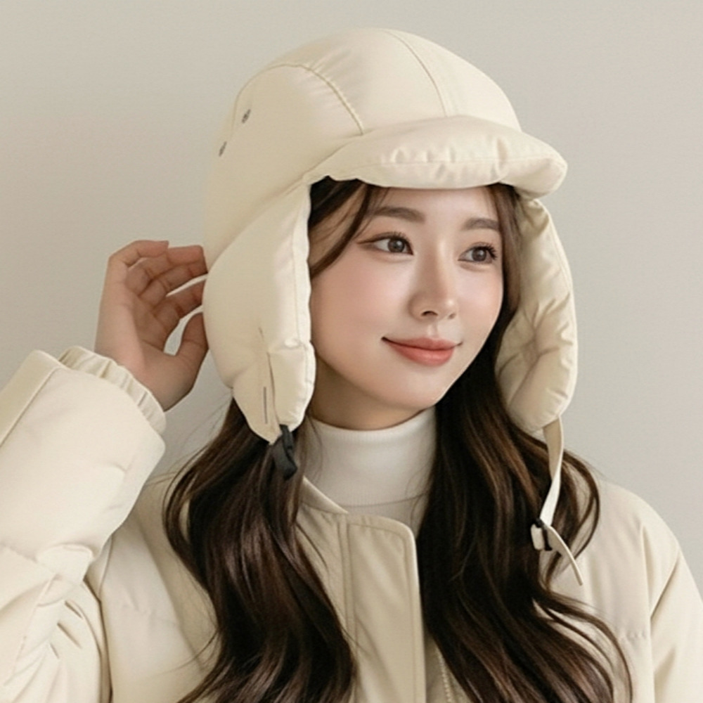패딩모자 군밤 귀마개 덮개 방한모 스키 여성 귀도리 커플 캡 햇