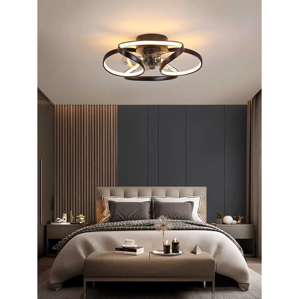 조명 실링팬 LED 천장형 인테리어 거실 겸용 팬조명 45cm 블랙 디밍+리모컨 - 상품 이미지