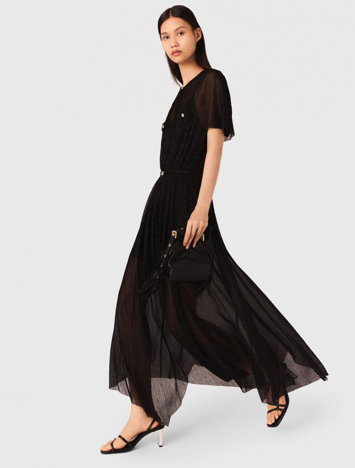 마쥬 메탈릭 플리츠 롱 원피스 3661601977787 SCHWARZ - 상세 이미지 3