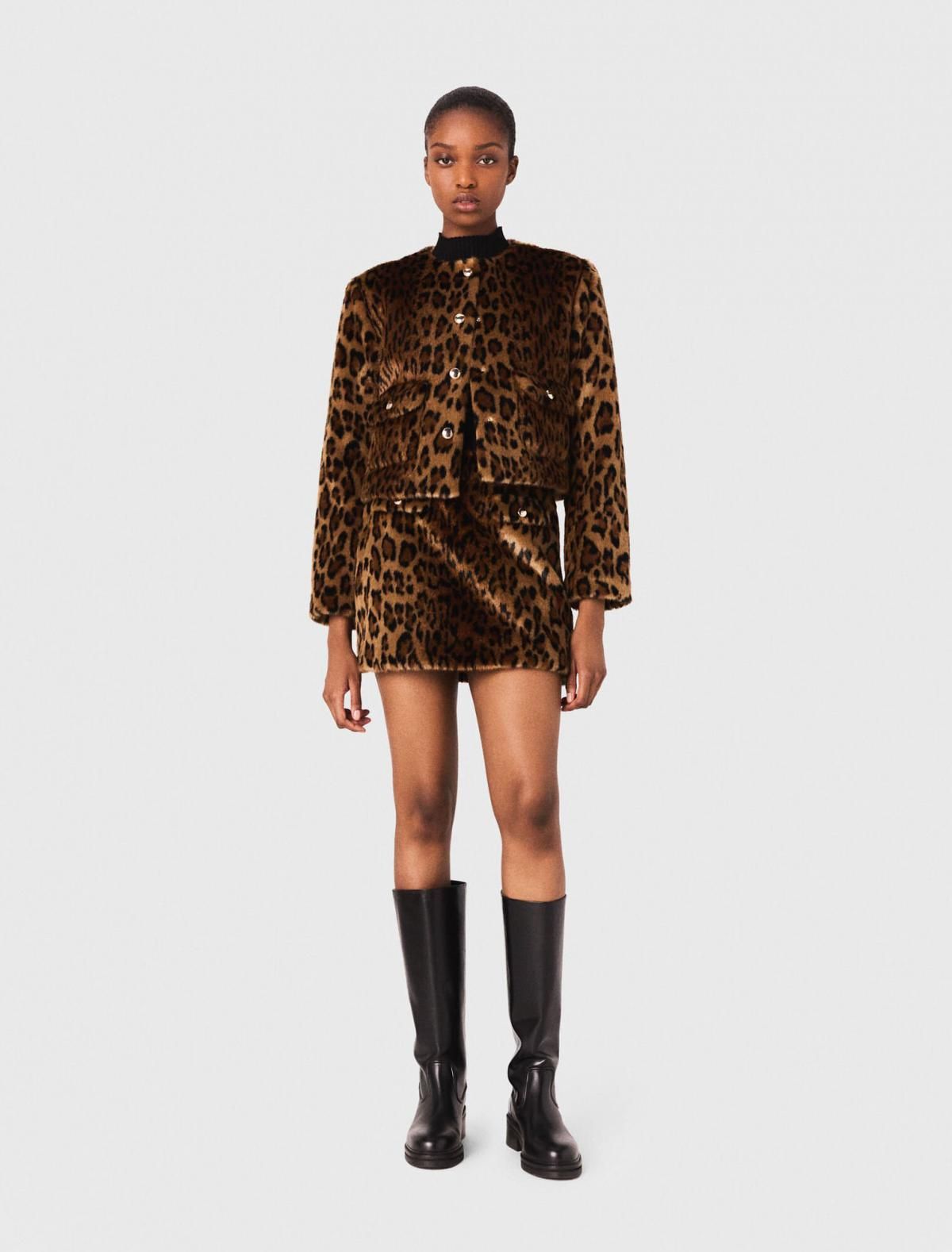 마쥬 페이크퍼 레오파드 크롭 재킷 3661601976988 GRAND LEOPARD PRINT - 상세 이미지 2