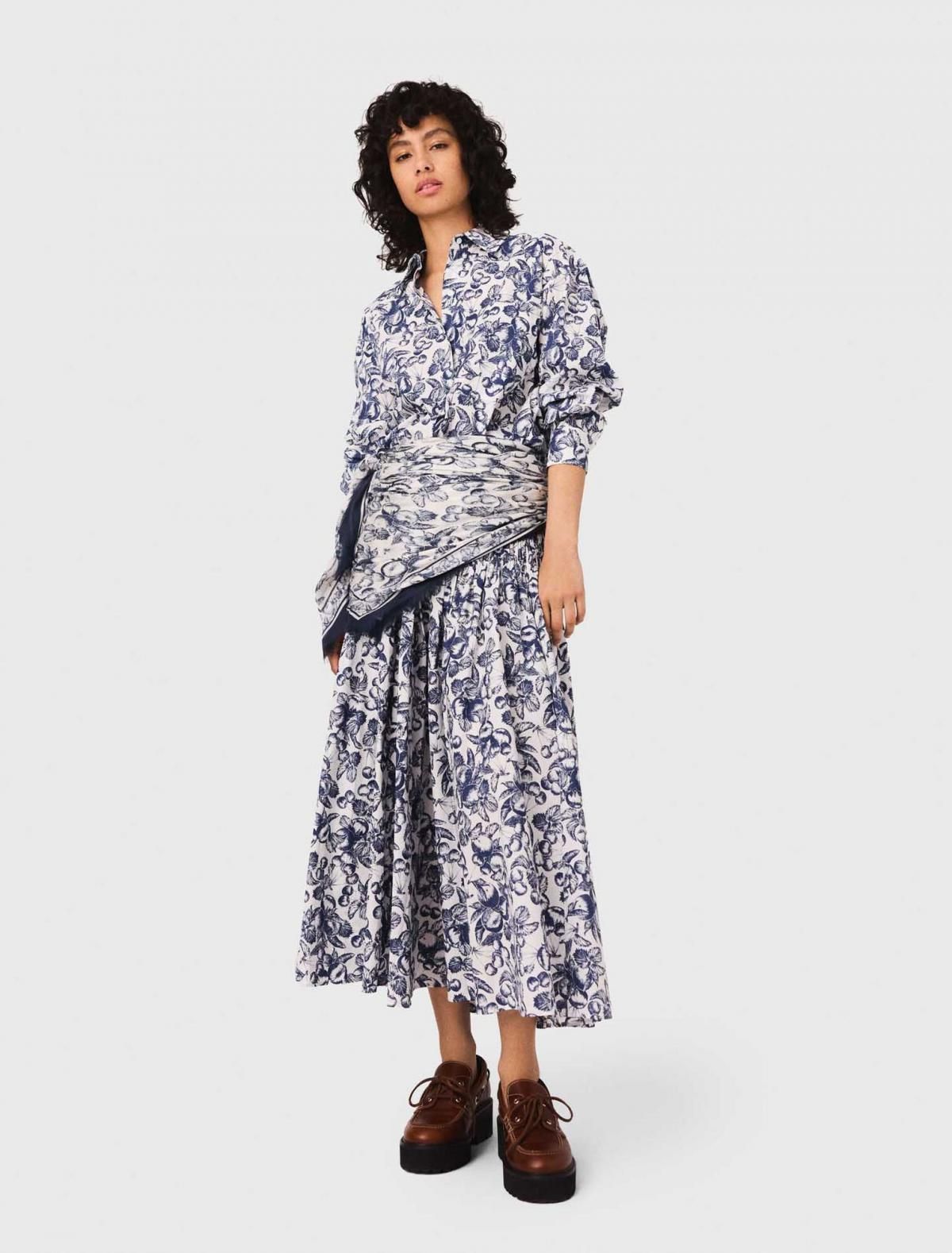 마쥬 프루티 패턴 롱 셔츠 3661601964657 BLEU FRUITS PRINT - 상세 이미지 2