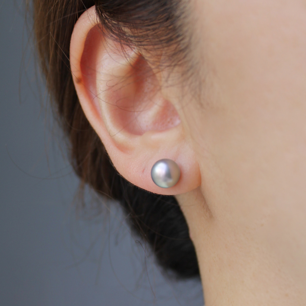 흑진주 귀걸이 국산 EF 핵진주 타히티 아코야 그레이 펄 귀걸이 8mm 10mm 12mm 이미지 6