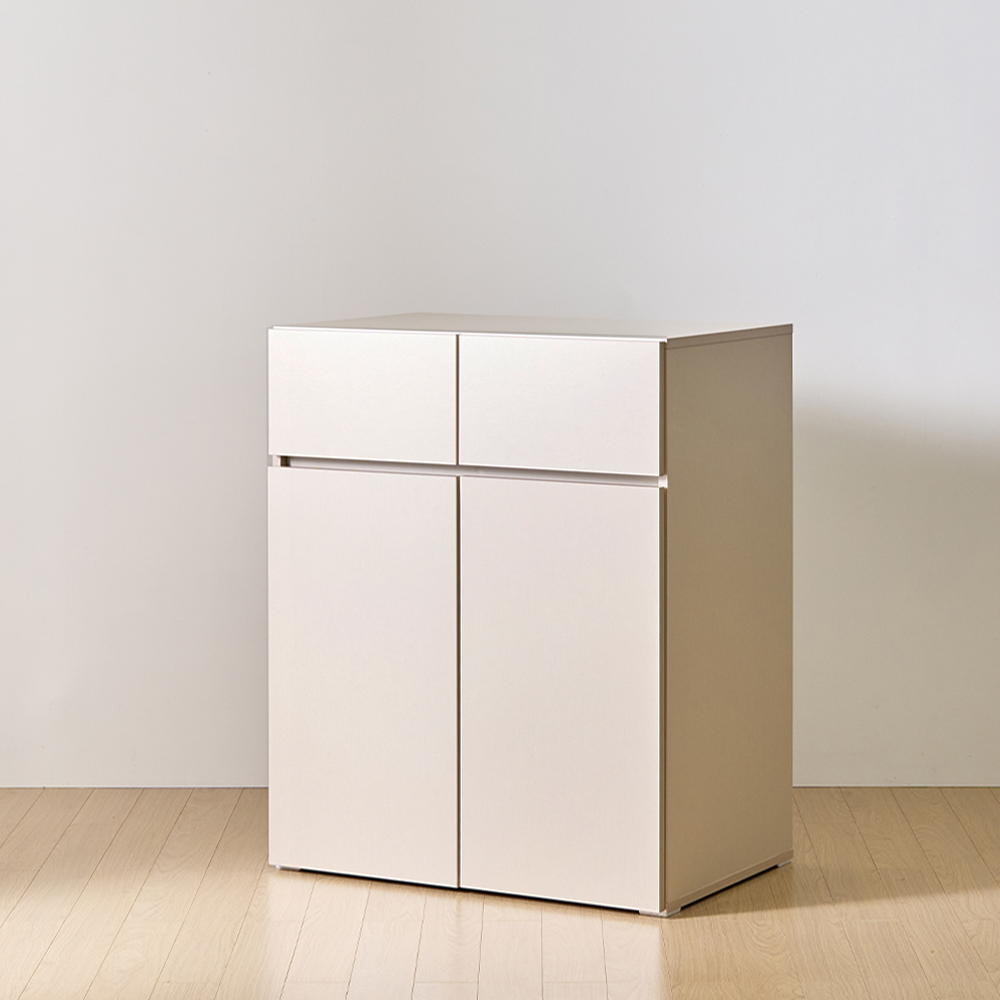 [와이드형] 조아 수납장 모듈 다용도 거실 베란다 (높은/서랍형 800), 3단, 크림화이트