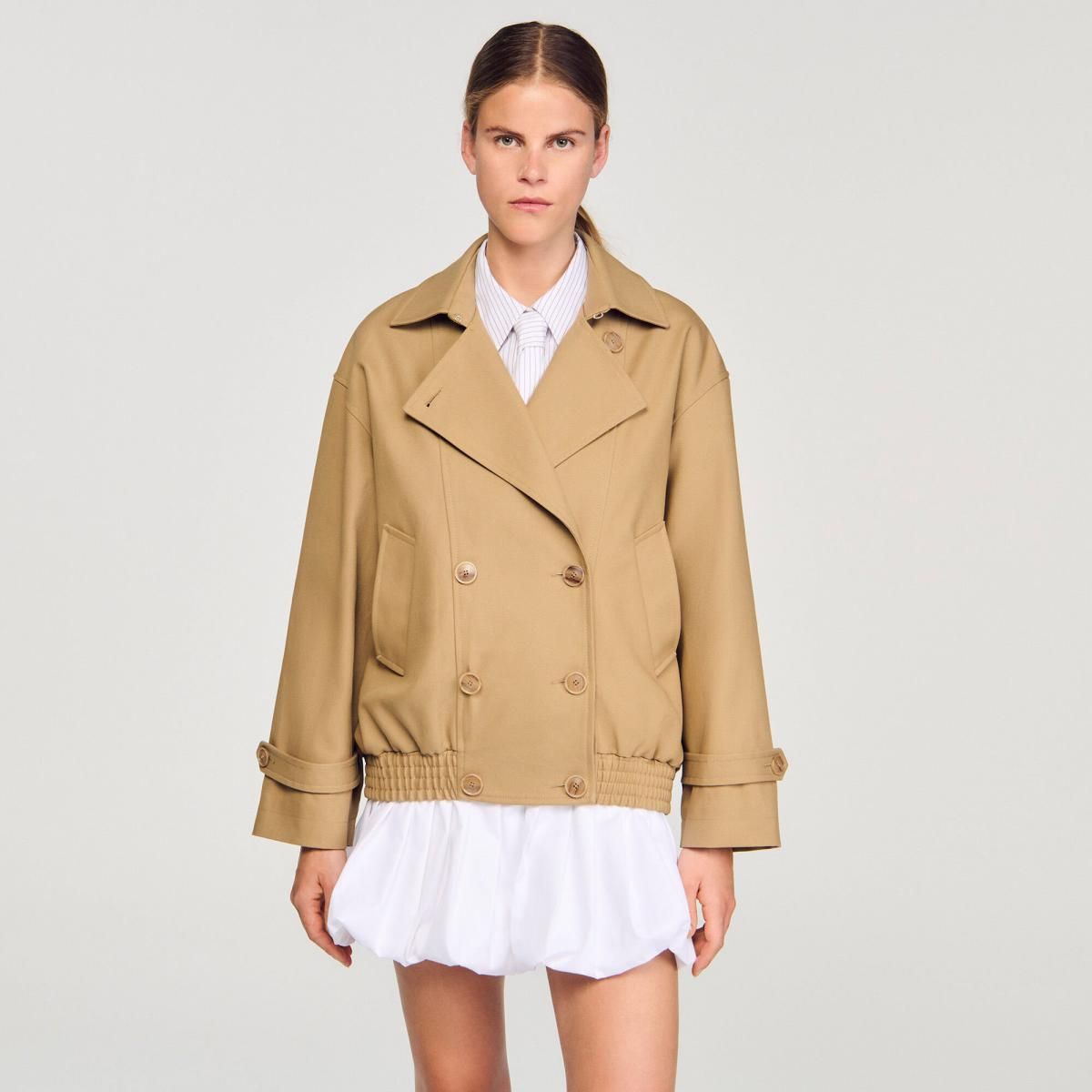 산드로 오버사이즈 숏 트렌치코트 SFPOU00739_16 BEIGE - 상세 이미지 5