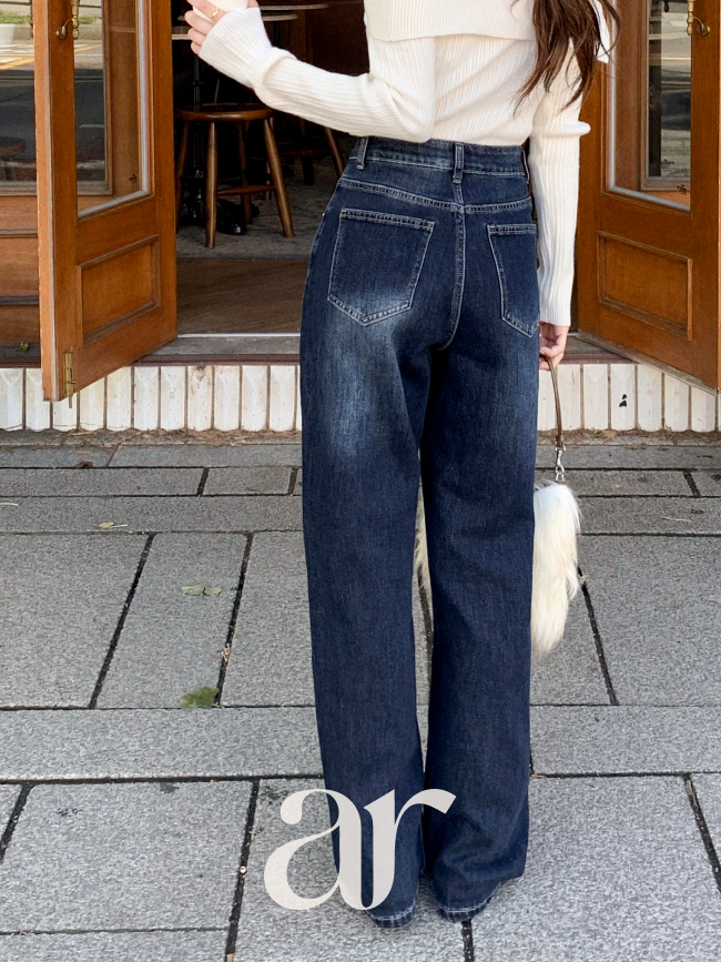 딥블루 세미 와이드 데님 팬츠 ps5473 이미지 7