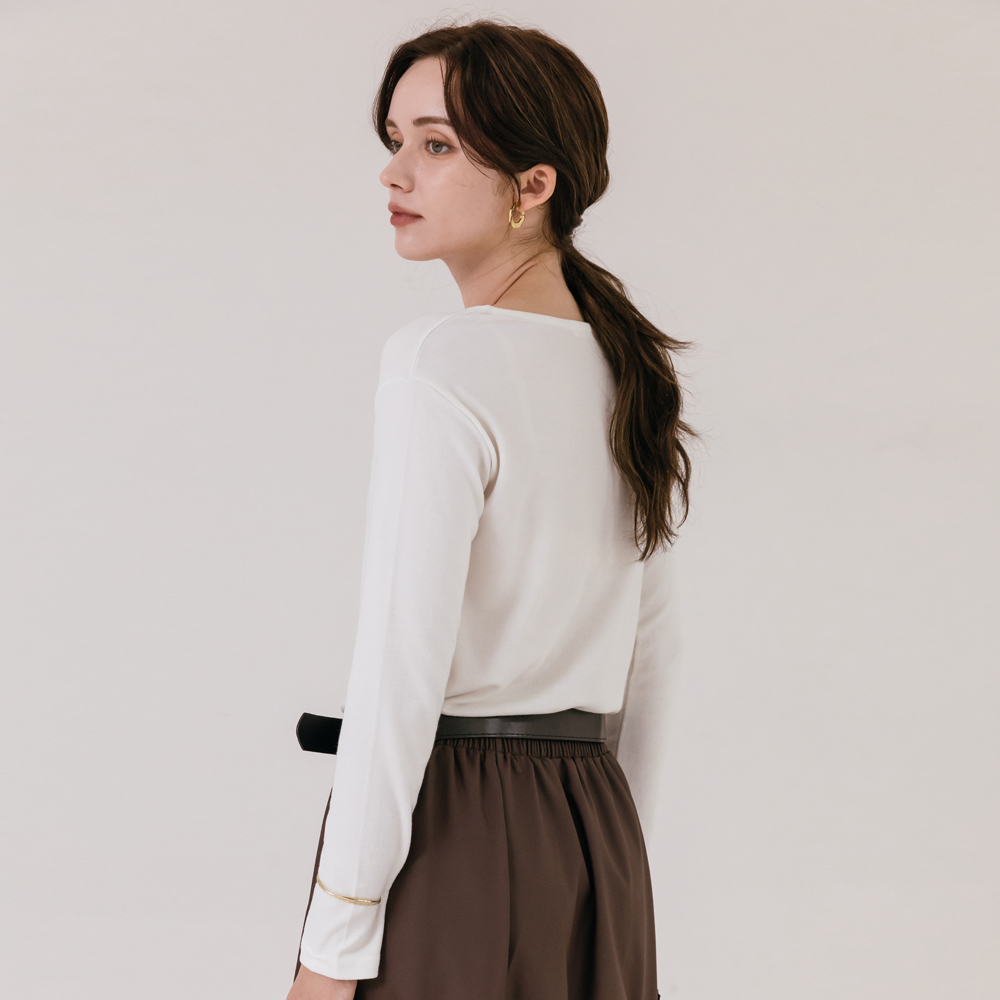 베이직 컬러구성 잔골지 스판 티셔츠 3color - 상세 이미지 3