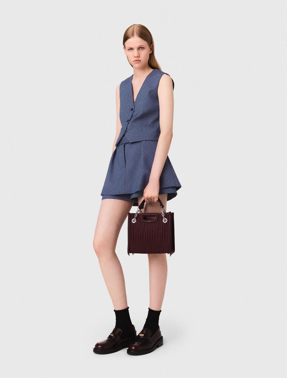 마쥬 테일러드 스트라이프 브이넥 스트라스 베스트 3661601969775 BLAU - 상세 이미지 2