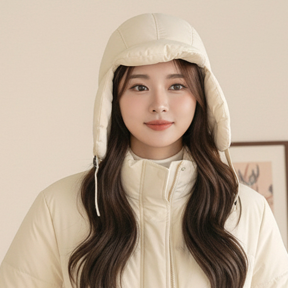 패딩모자 군밤 귀마개 덮개 방한모 스키 여성 귀도리 커플 캡 햇