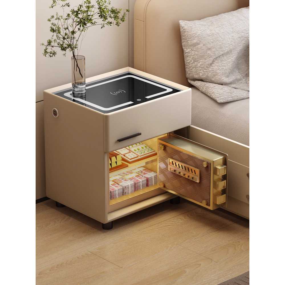 서랍형 협탁 금고 스마트 잠금 기능 침대옆 보관함 45cm 화이트 (얼굴인식) - 상세 이미지 3