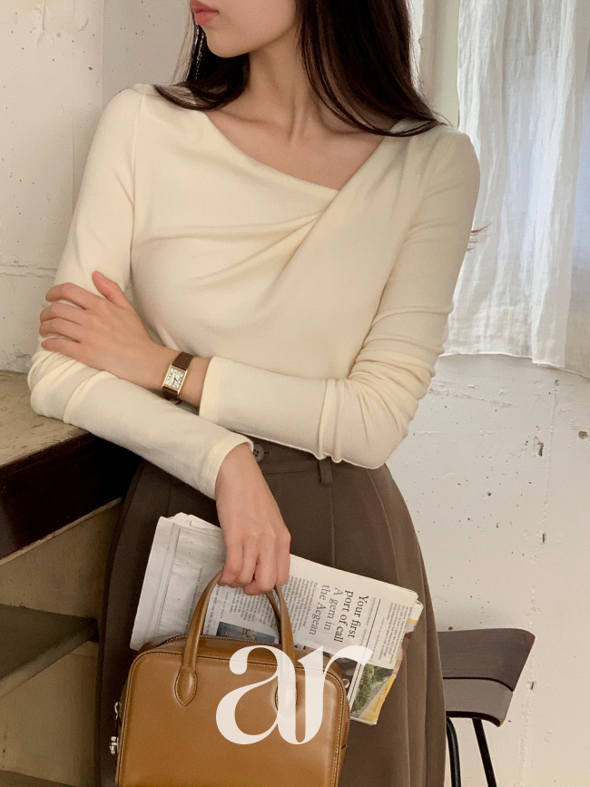 셔링 드레이프 긴팔 티셔츠 ts4733 - 상세 이미지 5