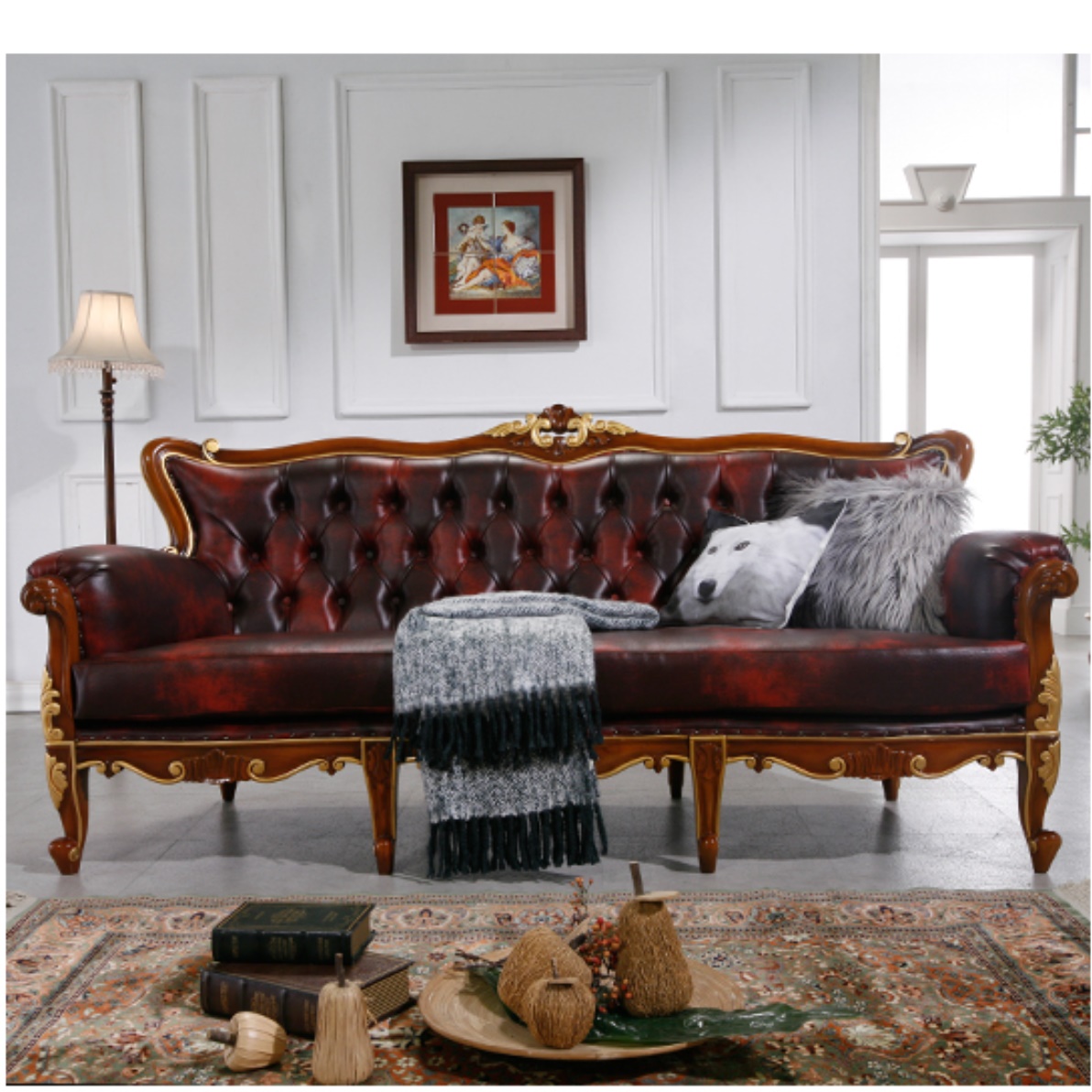 명품쇼파 고급쇼파 넓은 3인용 엔틱 쇼파 예식장 소파