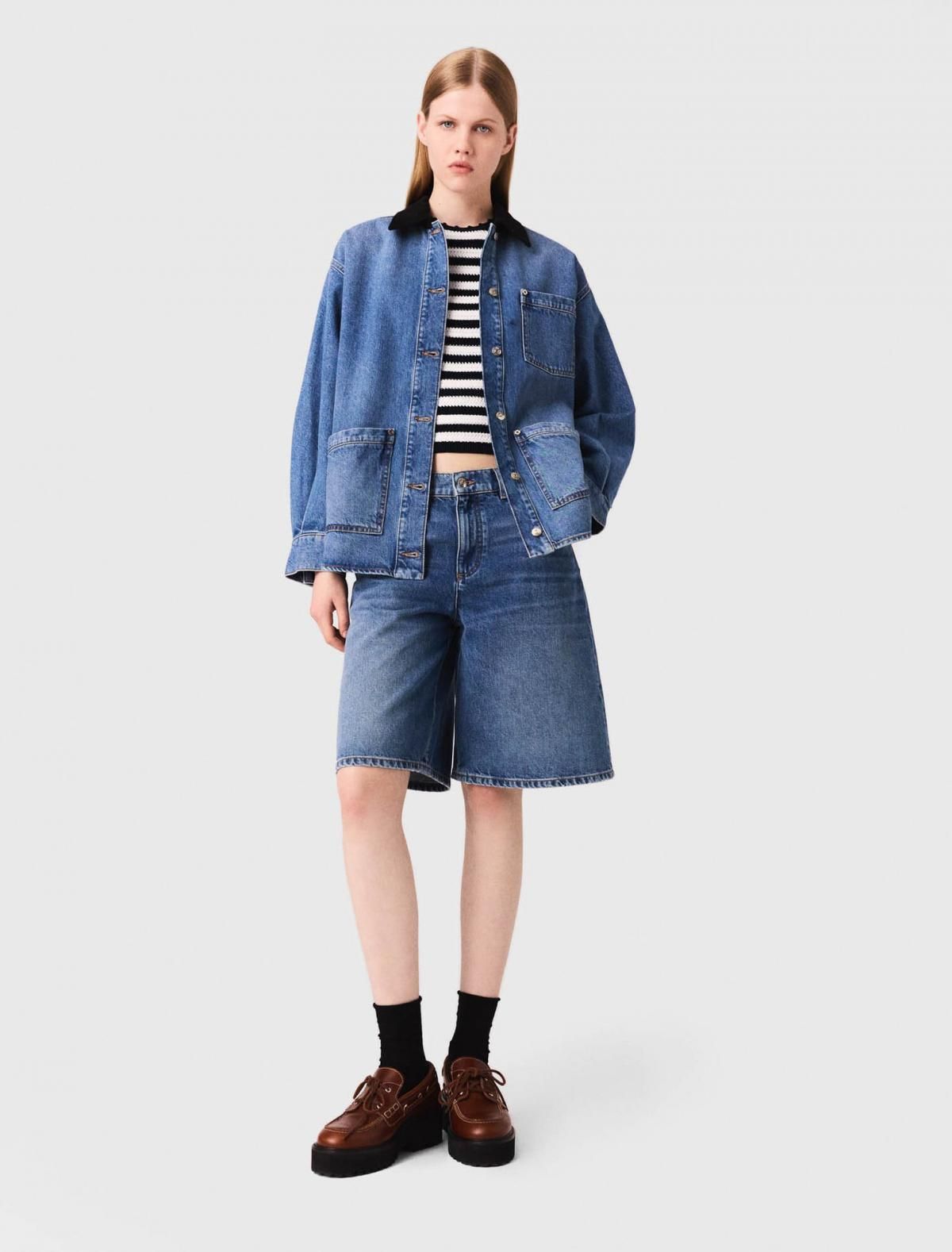 마쥬 테크니컬 배색 코듀로이카라 데님자켓 3661601969942 BLAU - 상세 이미지 2